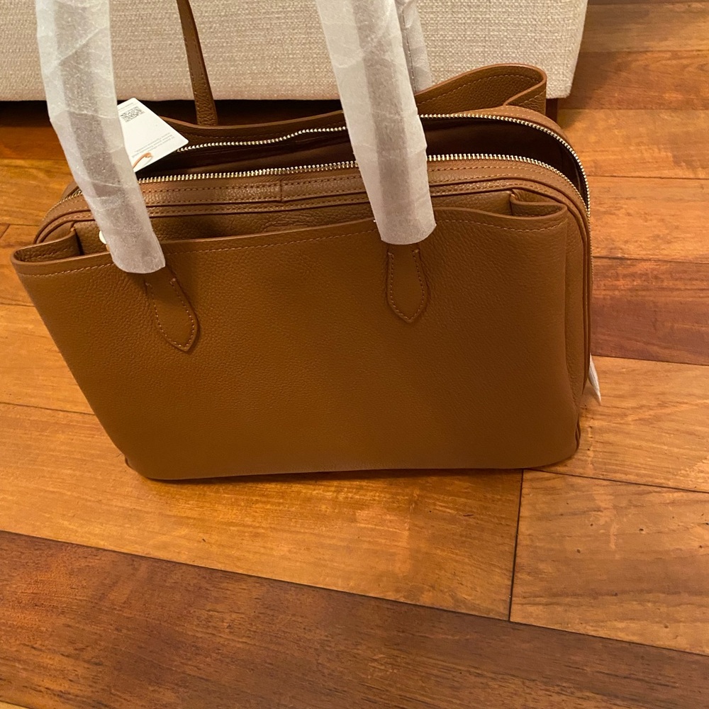 Quince Triple Compartment Italian Leather Work Tote